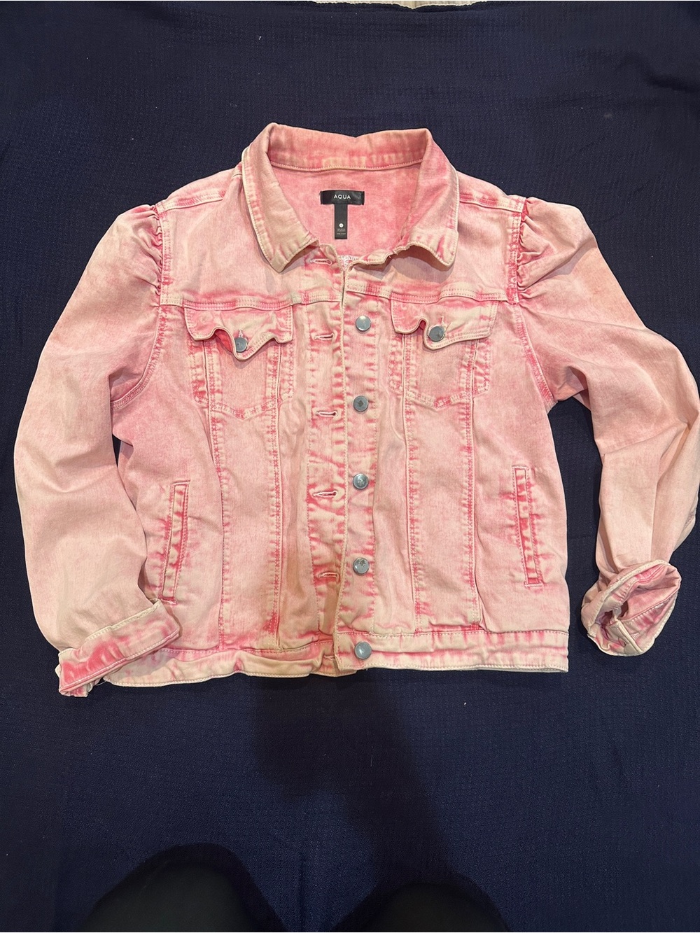 Aqua Pink Denim Jacket with Button Front